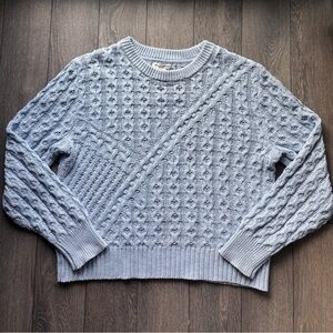 Christian Siriano NY Pastel Blue Asymmetric Cable Knit Sweater